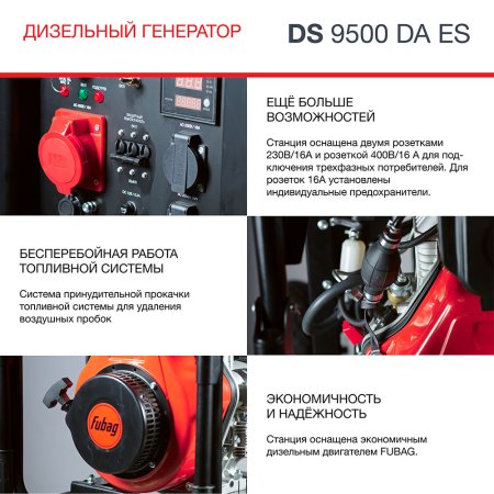 FUBAG Дизельный генератор (трехфазный) с электростартером и коннектором автоматики DS 9500 DA ES в Барнауле фото