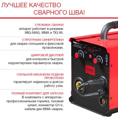 FUBAG Сварочный полуавтомат IRMIG 200 SYN с горелкой 250 А 3 м в комплекте в Барнауле фото