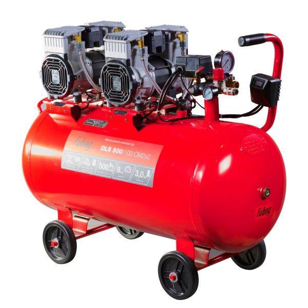 Компрессор воздушный безмасляный малошумный FUBAG OLS 500/100 CM2х2 + Набор пневмоинструмента (5 предметов) в ПОДАРОК в Барнауле фото