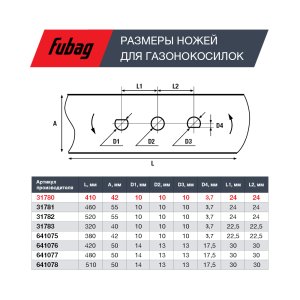 Нож для газонокосилок FUBAG 40,7 см (17")  в Барнауле фото