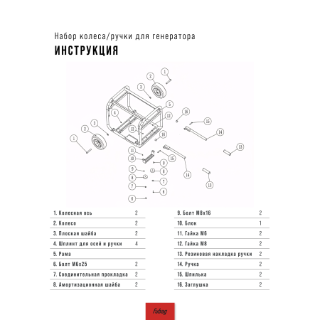 Комплект колес и ручек для генераторов FUBAG в Барнауле фото